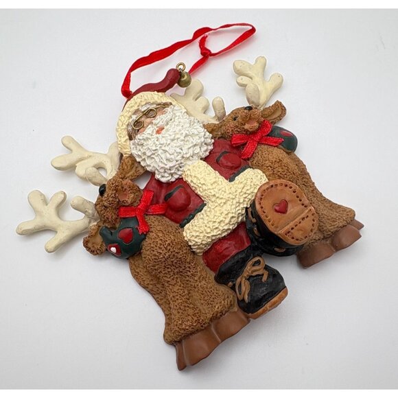 Vintage Kurt S Adler Holly Dearies Santa & Reindeer Christmas Tree Ornament - Picture 5 of 8